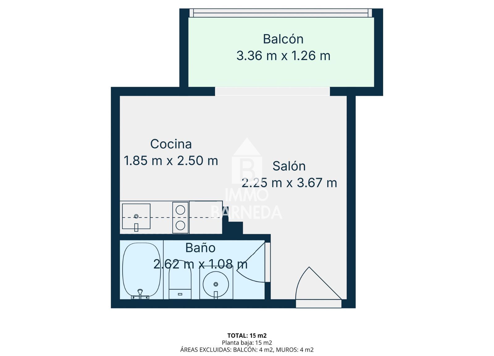 Gemütliches Studio mit geschlossener Terrasse im Sektor Flamicell