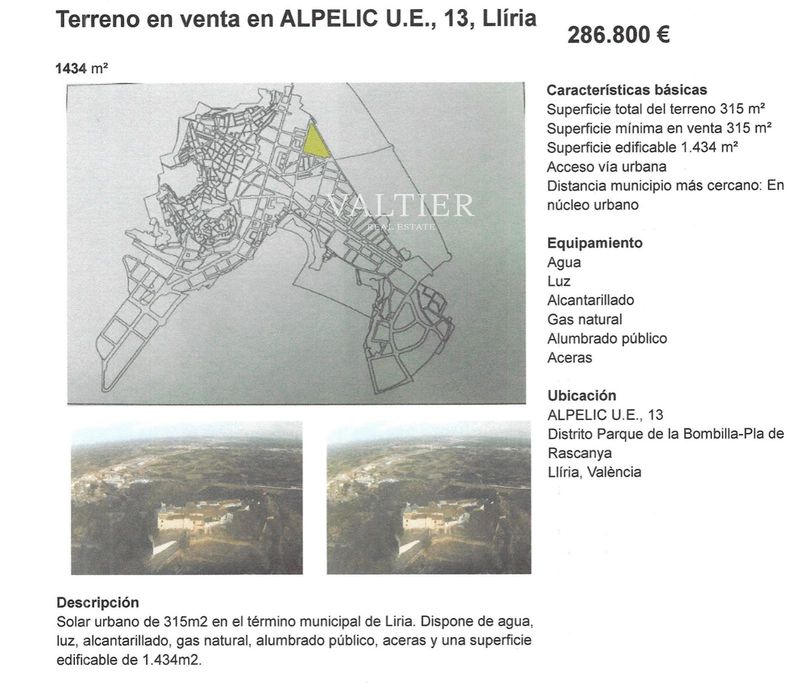 Parcela en venta Llíria, Valencia. Ref: 3227. Valtier Real Estate