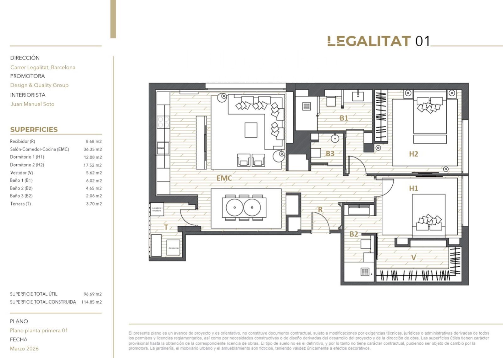 Plano - Piso de Diseño A Estrenar