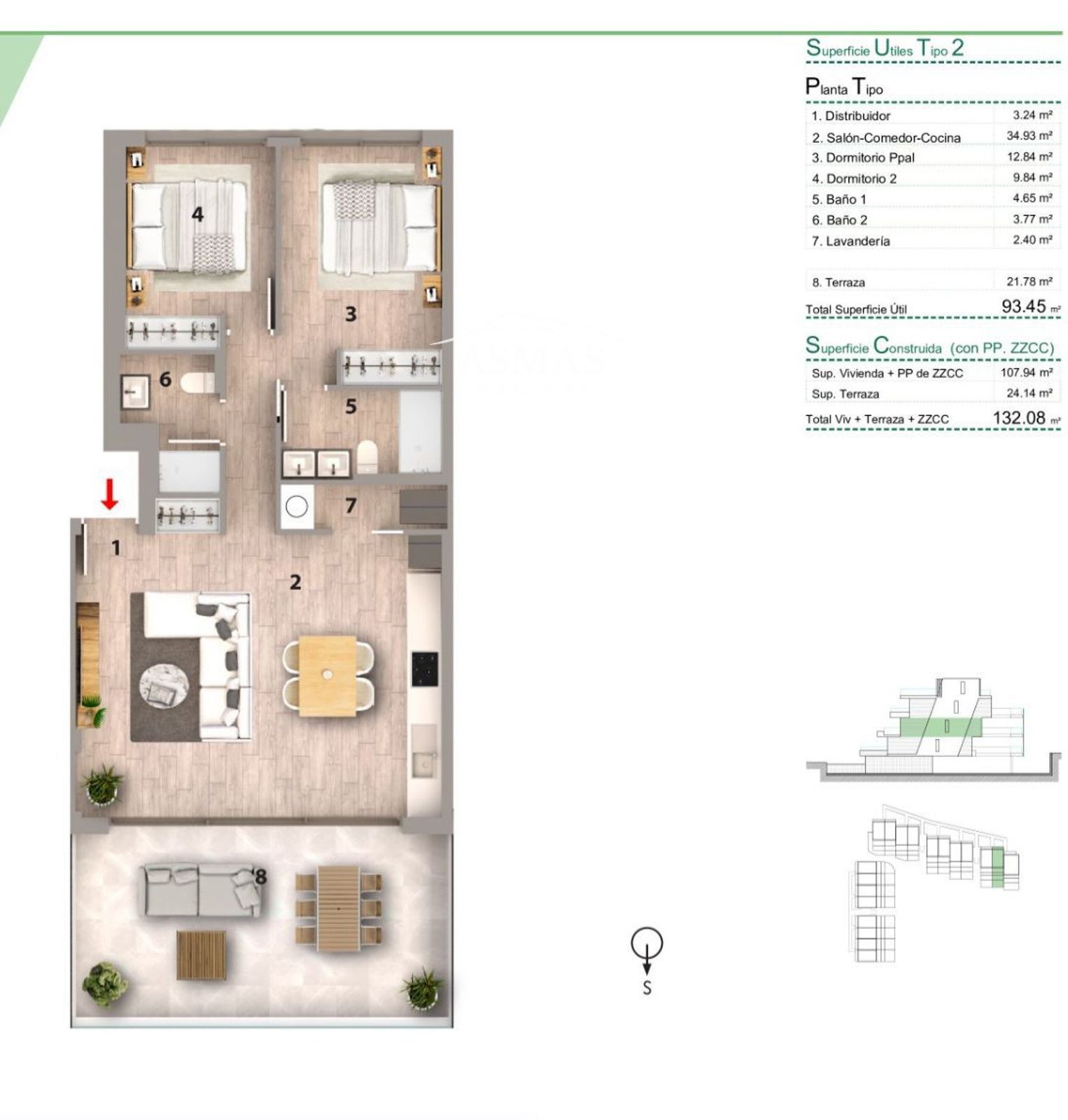 Plano - Apartamento con vistas al mar en Finestrat