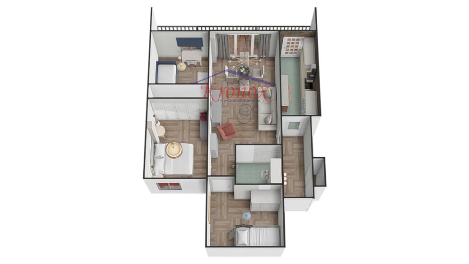 Plano - Piso 3 dormitorios con garaje en Portazgo