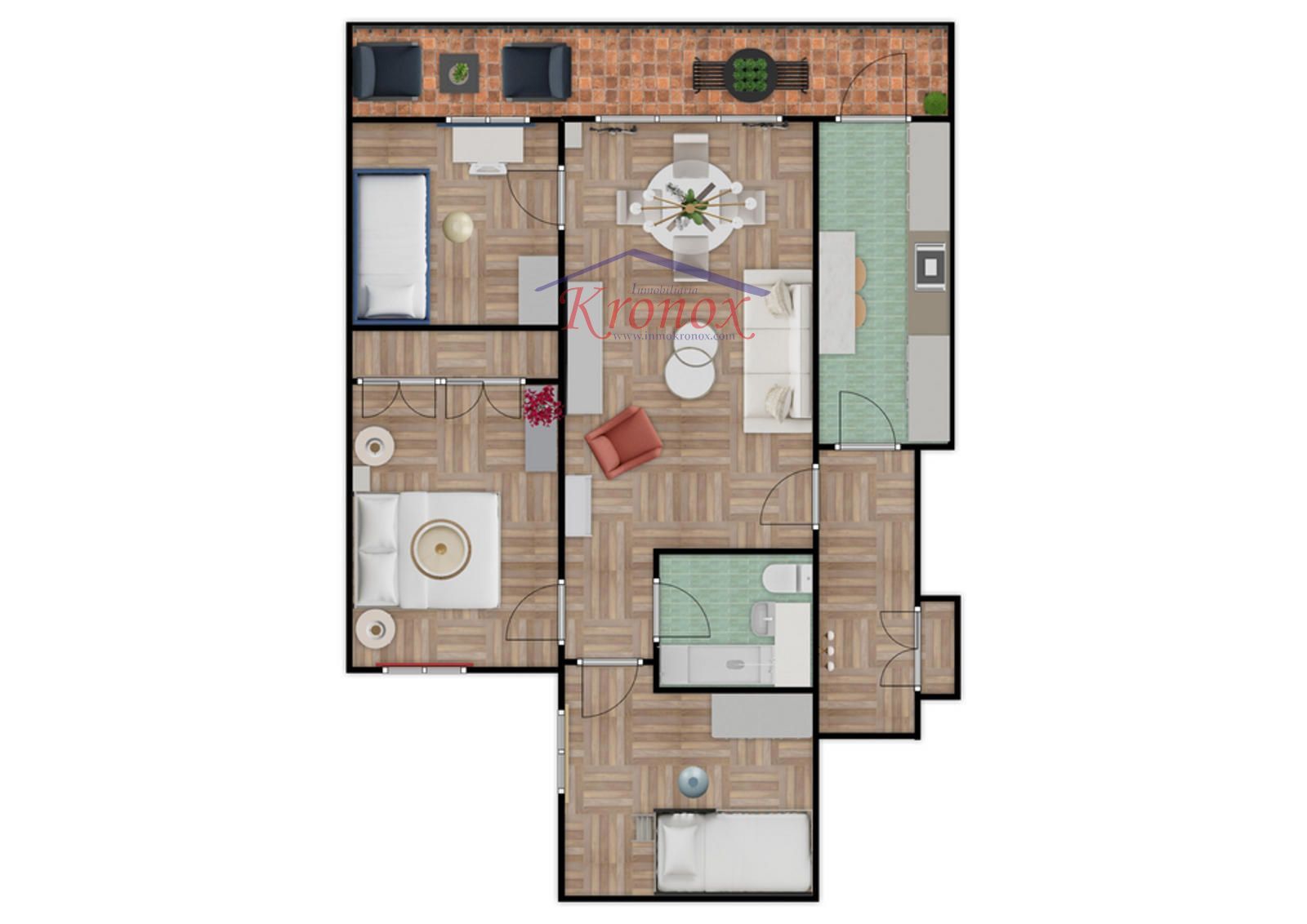 Plano - Piso 3 dormitorios con garaje en Portazgo