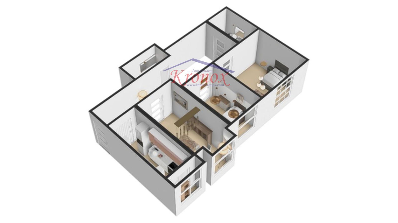 Plano 3 D - Espectacular piso en la mejor urbanización de Vicálvaro
