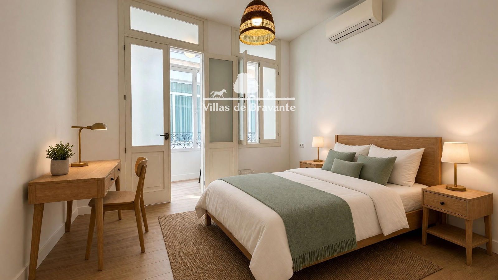 Mobiliario diseñado por IA - Excepcional piso reformado de dos habitaciones y tres cuartos de baño. Zona Malasaña.