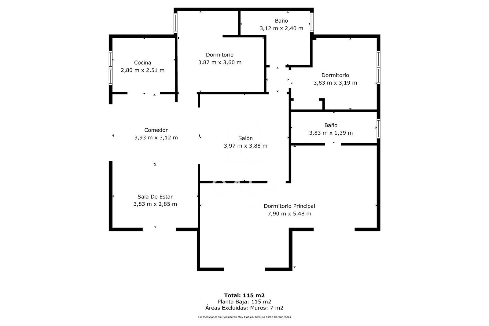 Country house with land and sea views.
