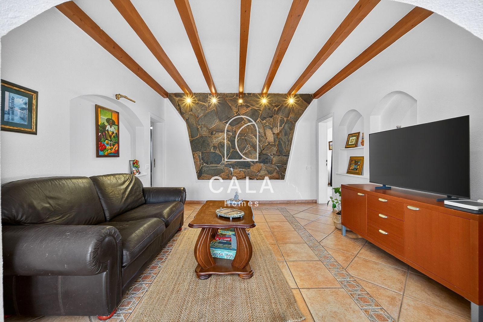 Country house with land and sea views.