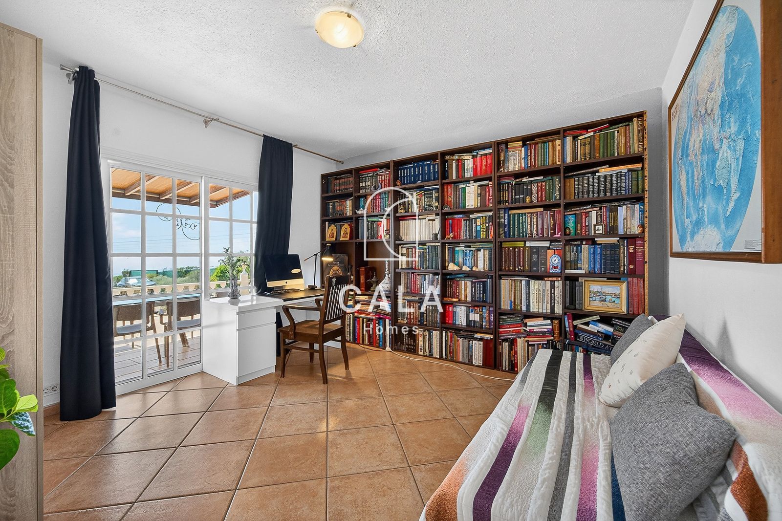 Country house with land and sea views.