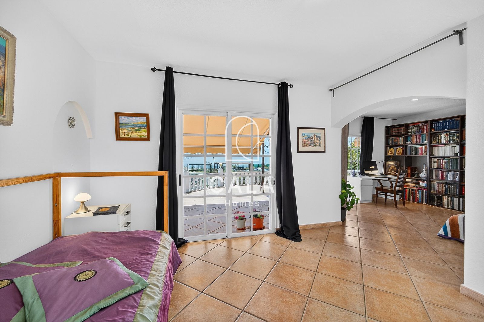 Country house with land and sea views.