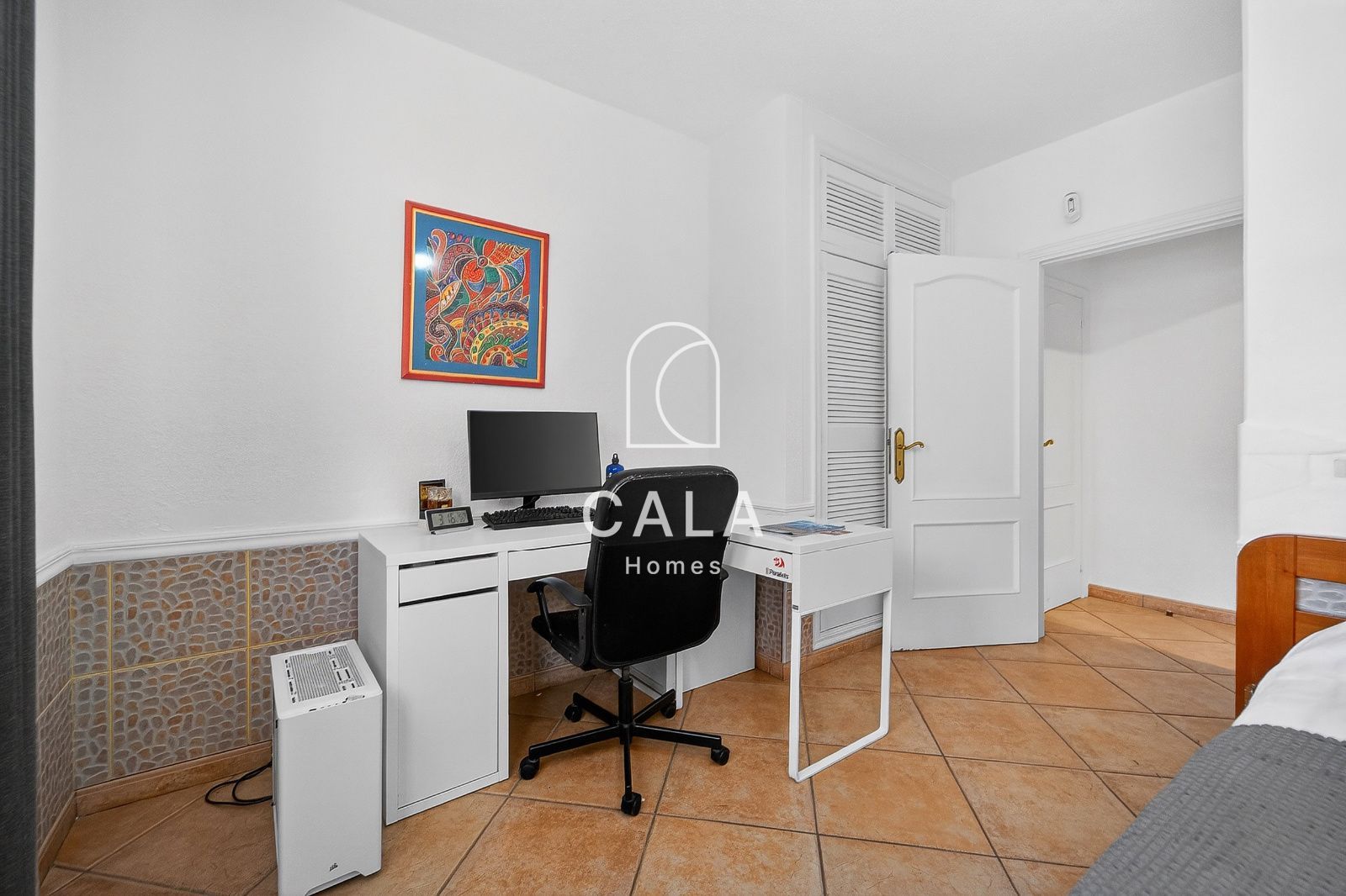 Country house with land and sea views.