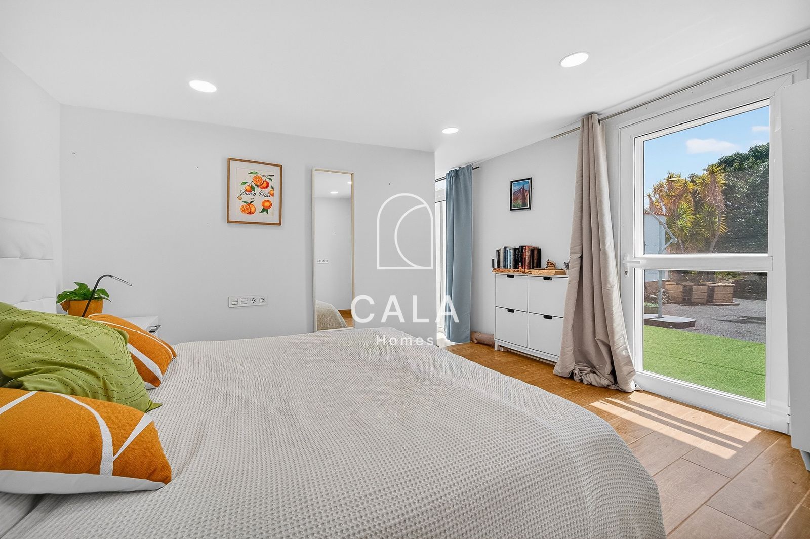 Country house with land and sea views.