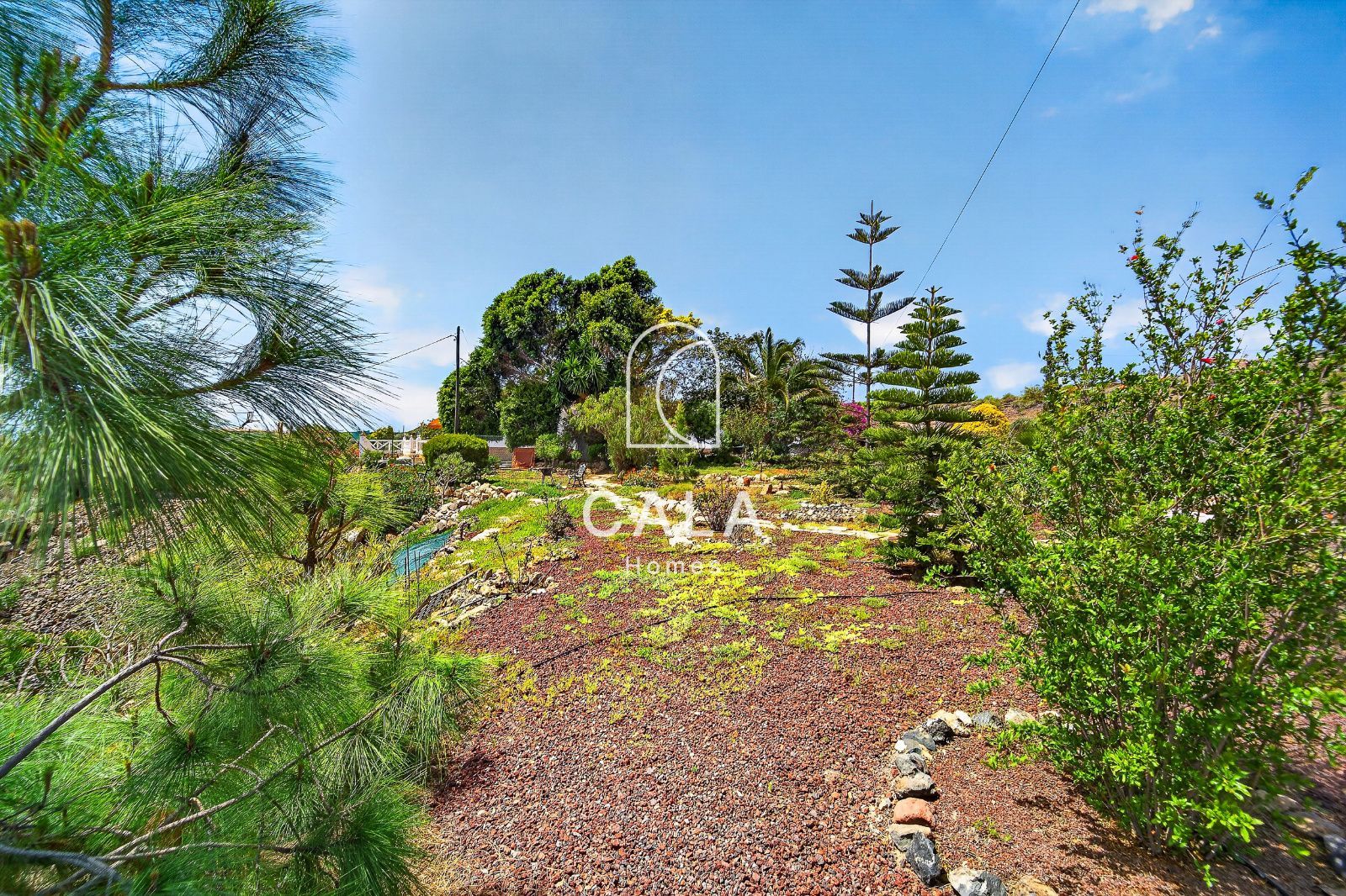 Country house with land and sea views.