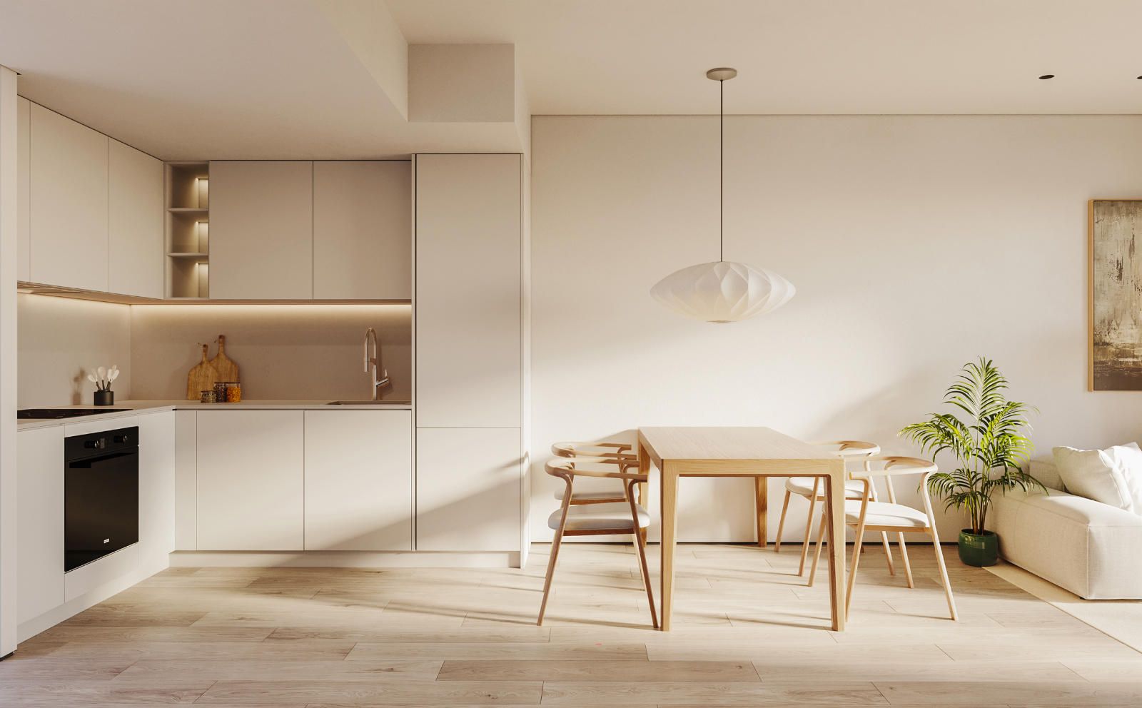 Newly built seafront apartment with a corner terrace.