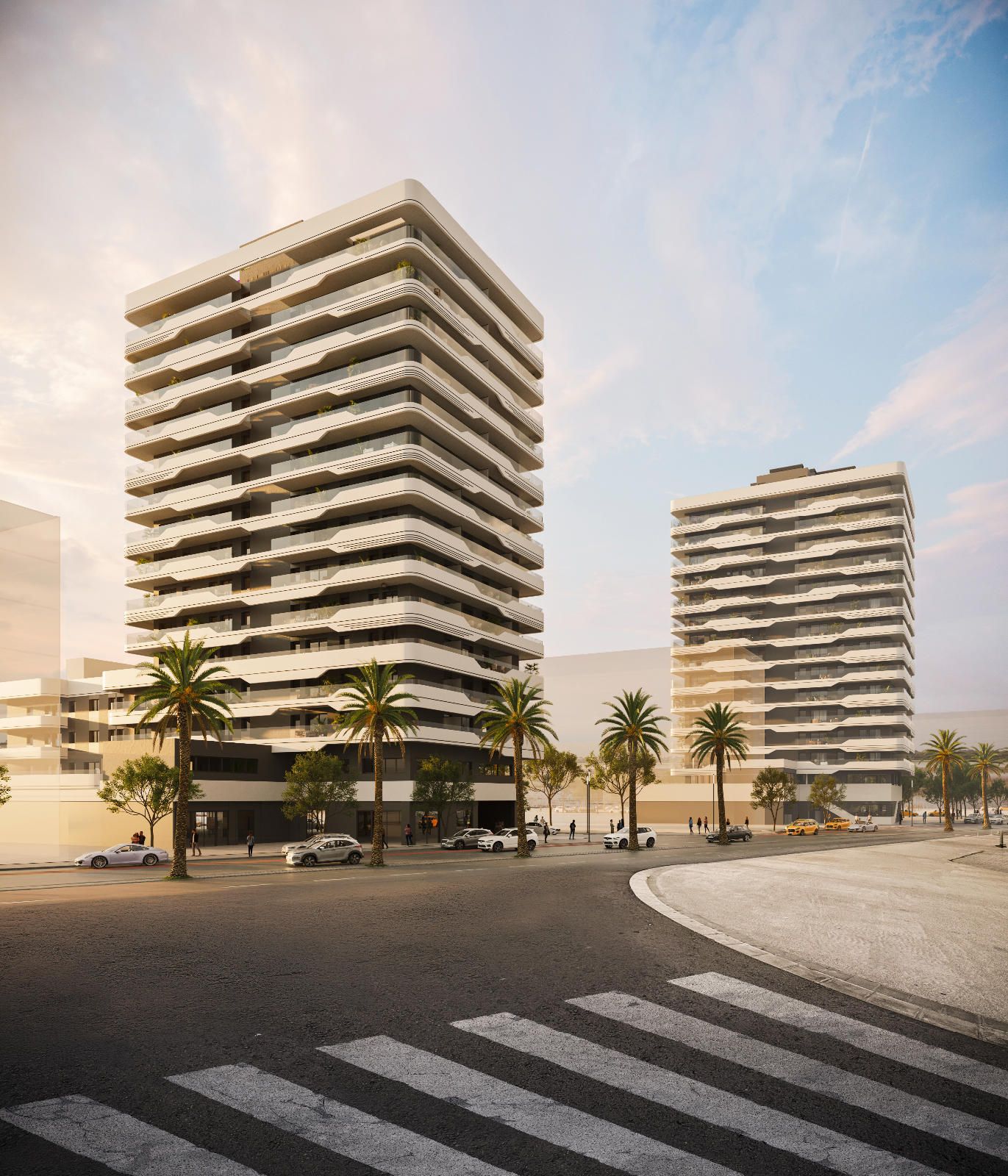 Appartement neuf en première ligne de mer avec une grande terrasse ; il comprend 3 chambres et 2 salles de bains.