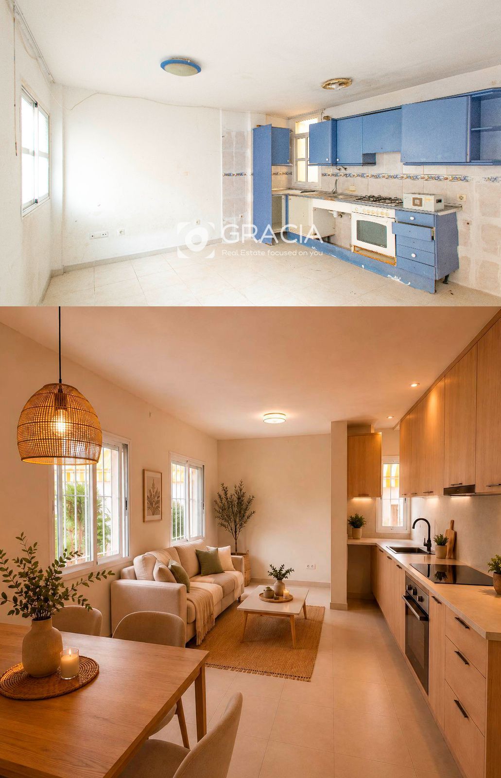 salon comedor render - Piso en Cabo Blanco,zona La Trujilla, 2 dormitorios y dos baños