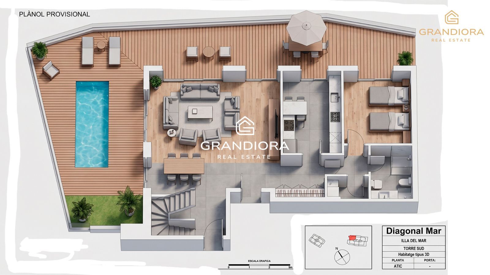 Ático dúplex exclusivo en primera línea de mar en Barcelona con terraza, piscina privada y vistas panorámicas - Imagen 47