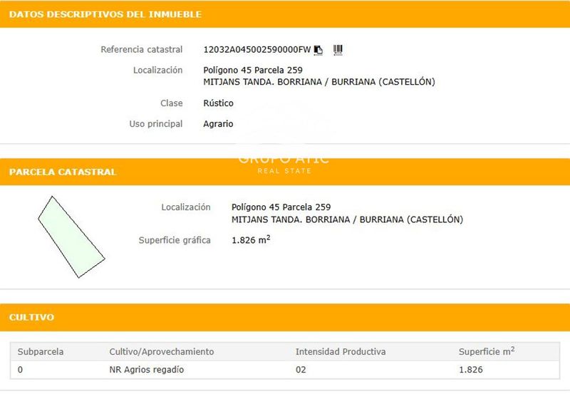 Parcela en venta Burriana, Castellón. Ref: 1298. Grupo Atic