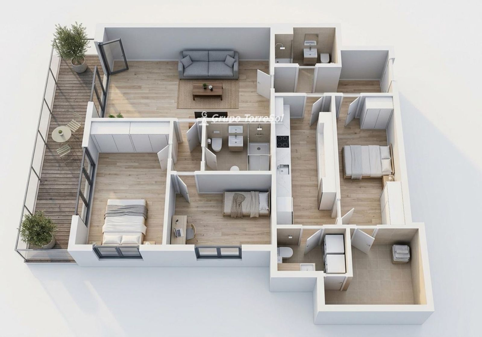 plano - Calafell: piso de 3 habitaciones, piscina y garaje