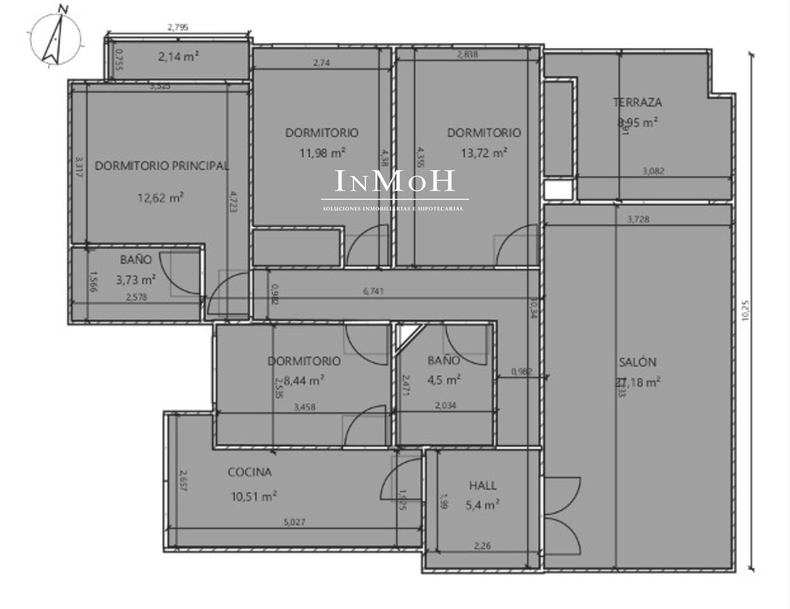 PLANO - Piso zona Ayuntamiento 4 dormitorios y 2 baños