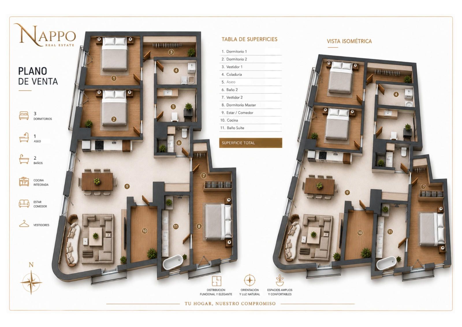 Plano de Exclusivo apartamento de lujo en el Casco Antiguo