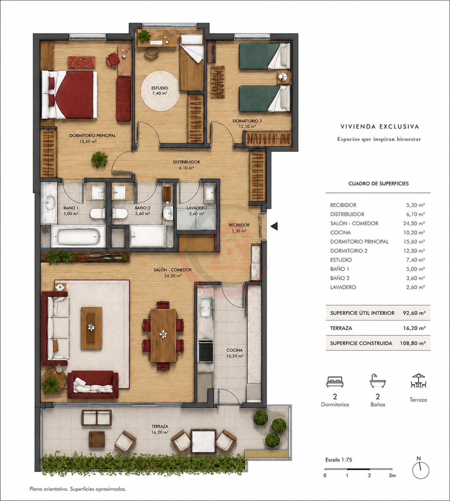 PLANO - VIVIENDA CERCA AL MAR CON GRAN TERRAZA PRIVADA, TOTALMENTE EXTERIOR CON ACABADOS PREMIUM
