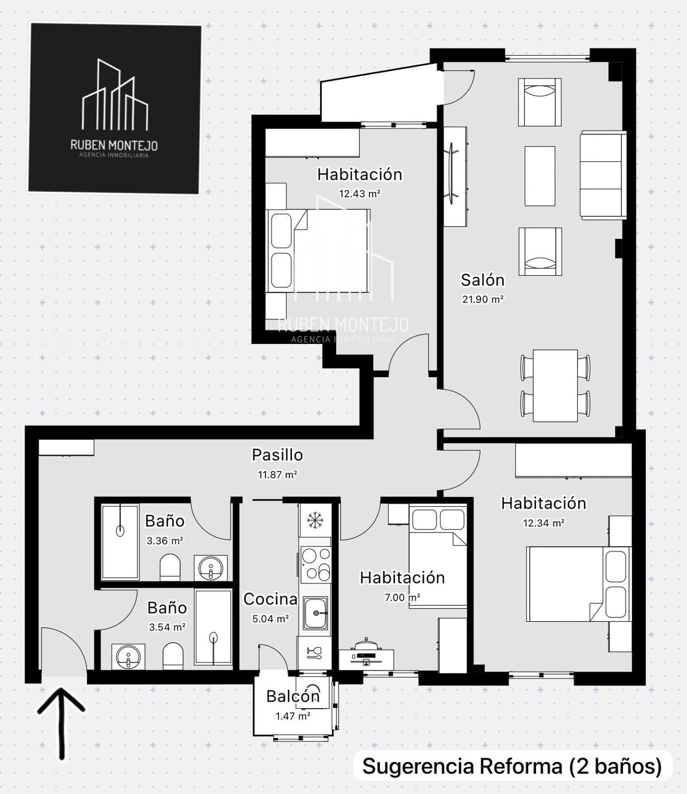 Plano - Luminosa vivienda junto Avenida de Villamayor