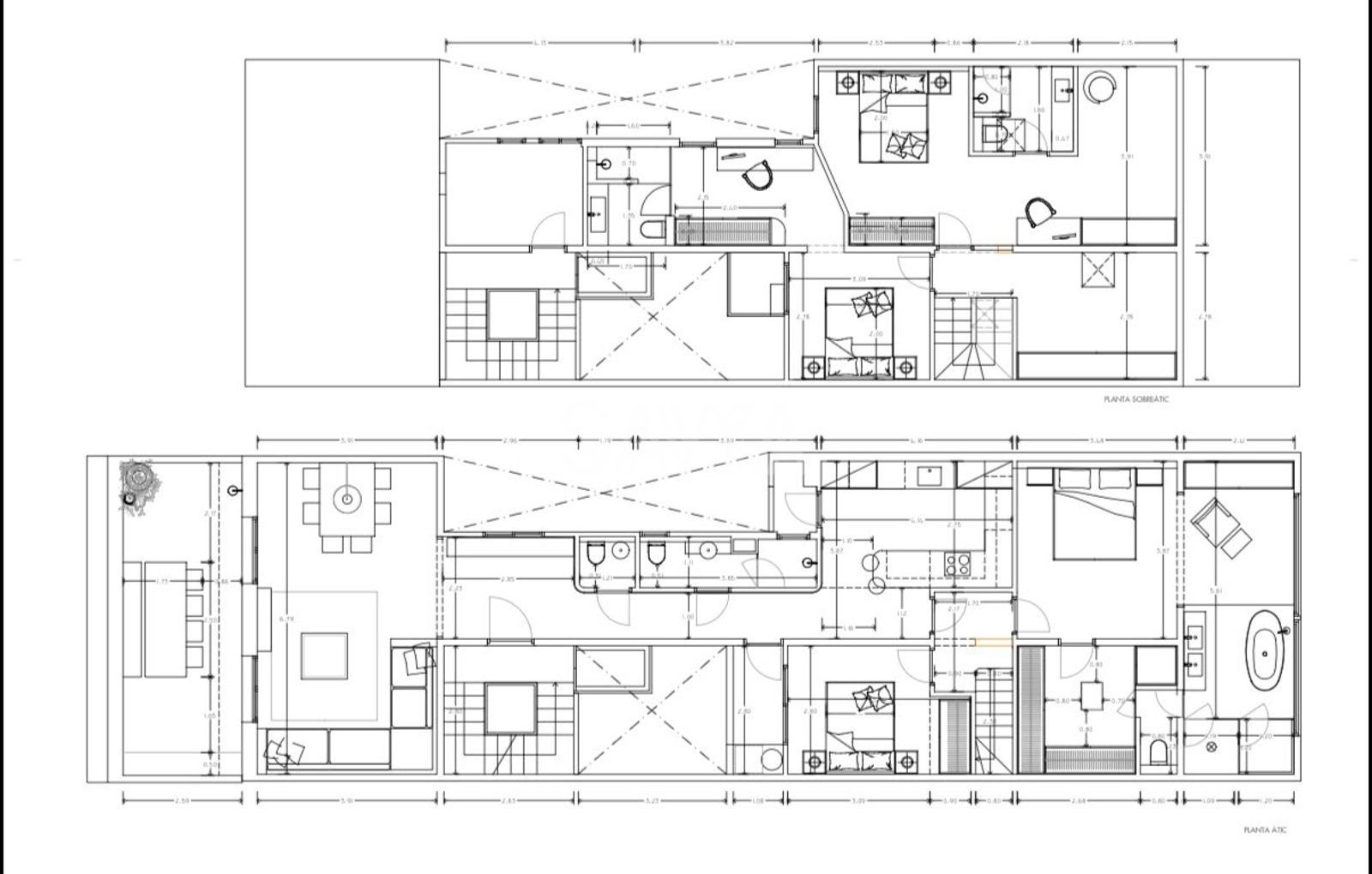 plano - Exclusivo ático dúplex de 220 m² con terraza y vistas panorámicas 360 Barcelona