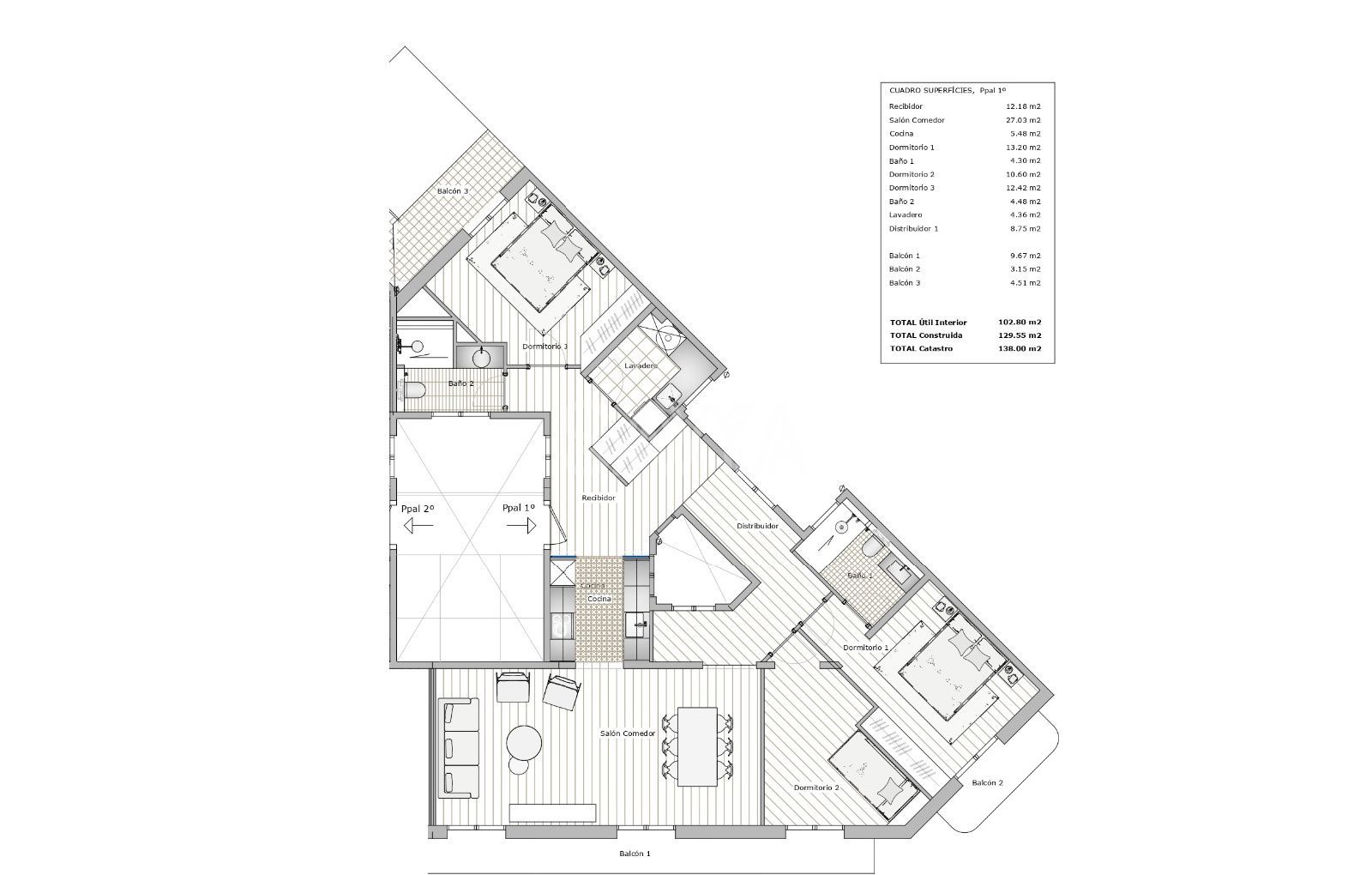 plano - Exclusivo piso rehabilitado en Eixample