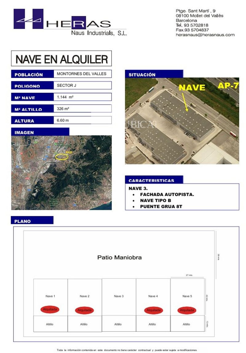 Nave Industrial en alquiler Montornès del Vallès, Barcelona. Ref: 1085. UBICAT, NAUS INDUSTRIALS
