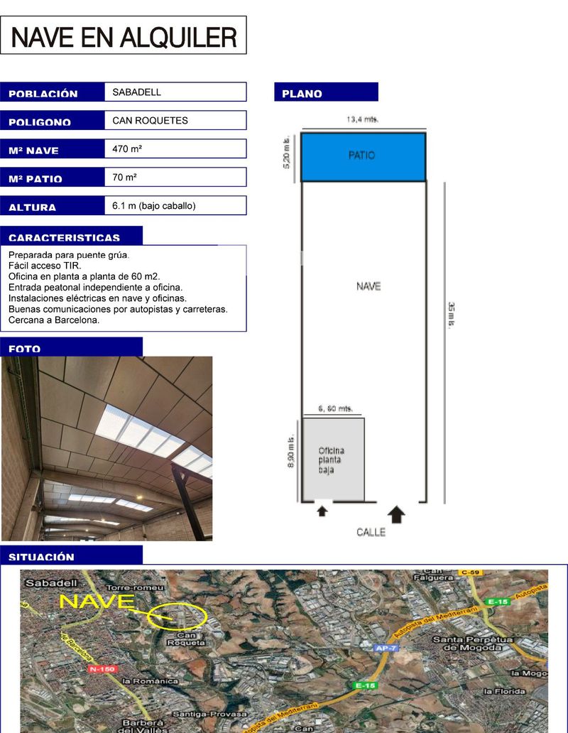 Nau Industrial en lloguer Sabadell, Barcelona. Ref: 1256. UBICAT, NAUS INDUSTRIALS