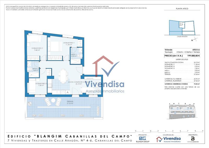 Ático en venta Cabanillas del Campo, Guadalajara. Ref: 1695. Vivendisa Asesores Inmobiliarios 